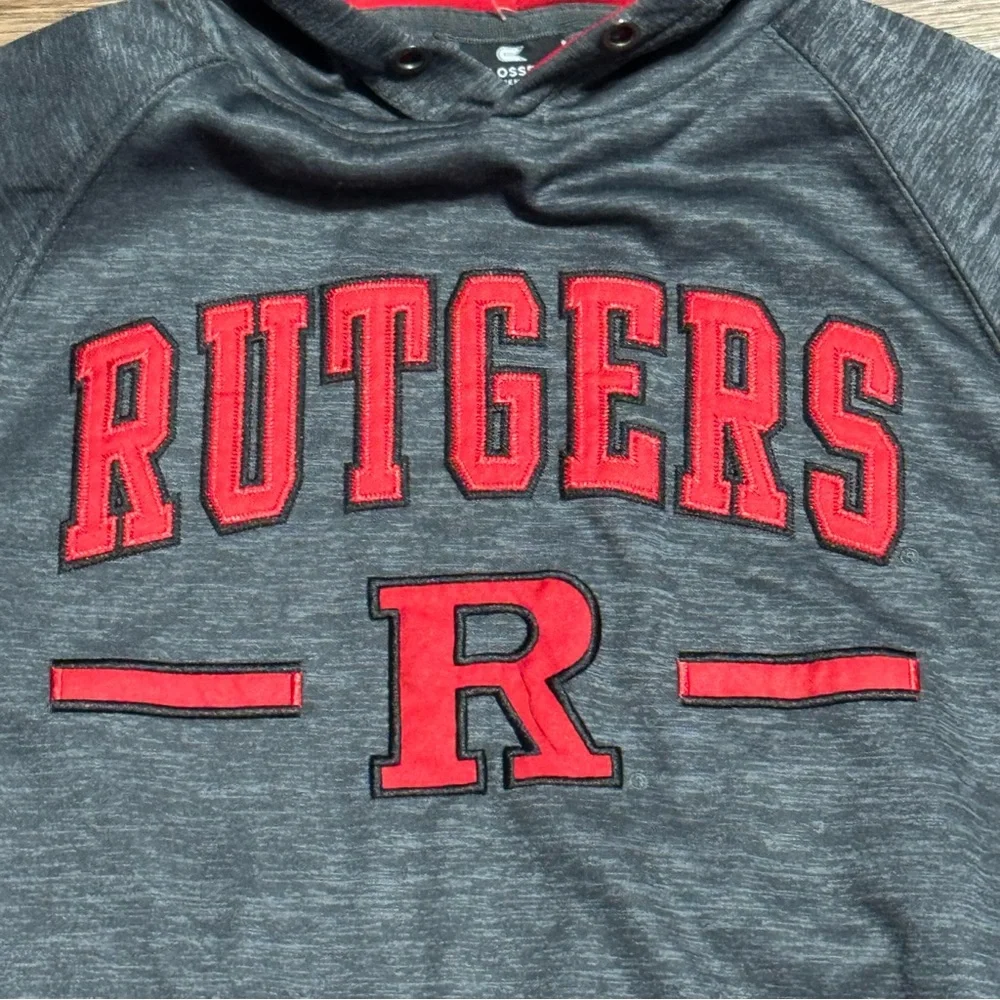 FCF Rutgers University Embroidered Colosseum‎ Hoodie Red & Gray Men’s L Pullover